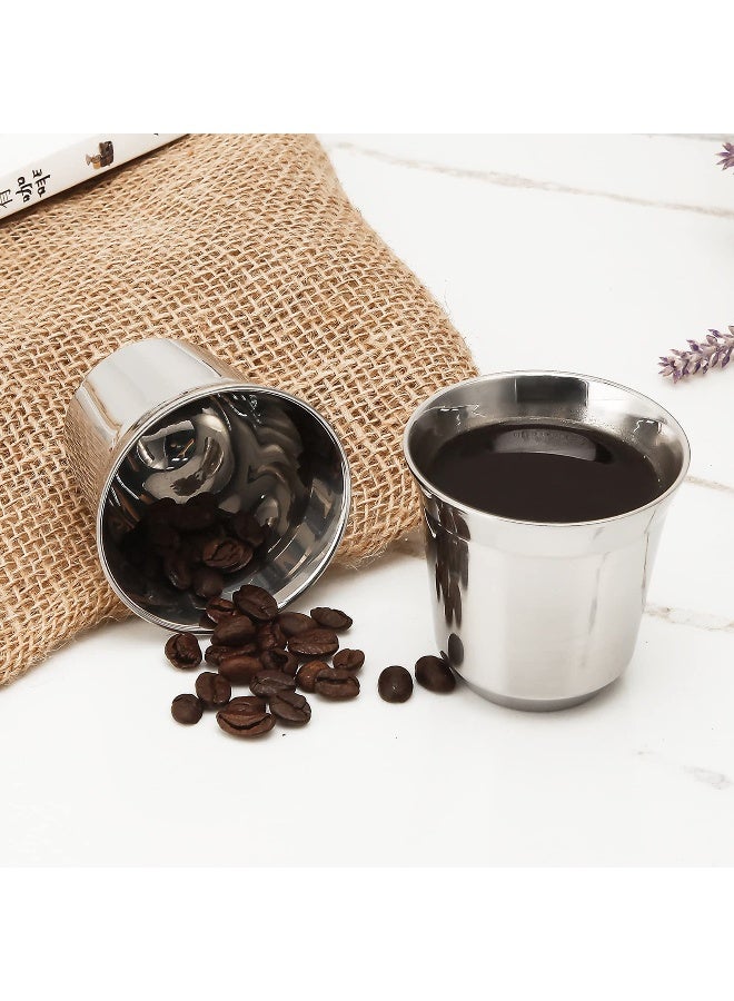 Easyworkz Stainless Steel Espresso Cup 2pcs Set Double Wall Insulated Metal Demitasse Cups 5 oz - Image 5